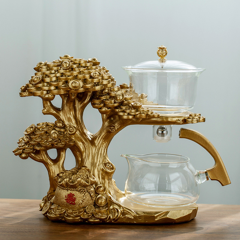 Set de ceai din sticlă Money Tree, semi-automat, infuzor magnetic, design creativ pentru casă și birou, 300 ml