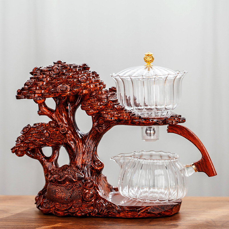 Set de ceai din sticlă Money Tree, semi-automat, infuzor magnetic, design creativ pentru casă și birou, 300 ml