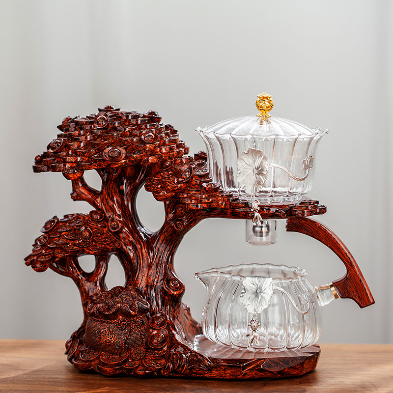 Set de ceai din sticlă Money Tree, semi-automat, infuzor magnetic, design creativ pentru casă și birou, 300 ml