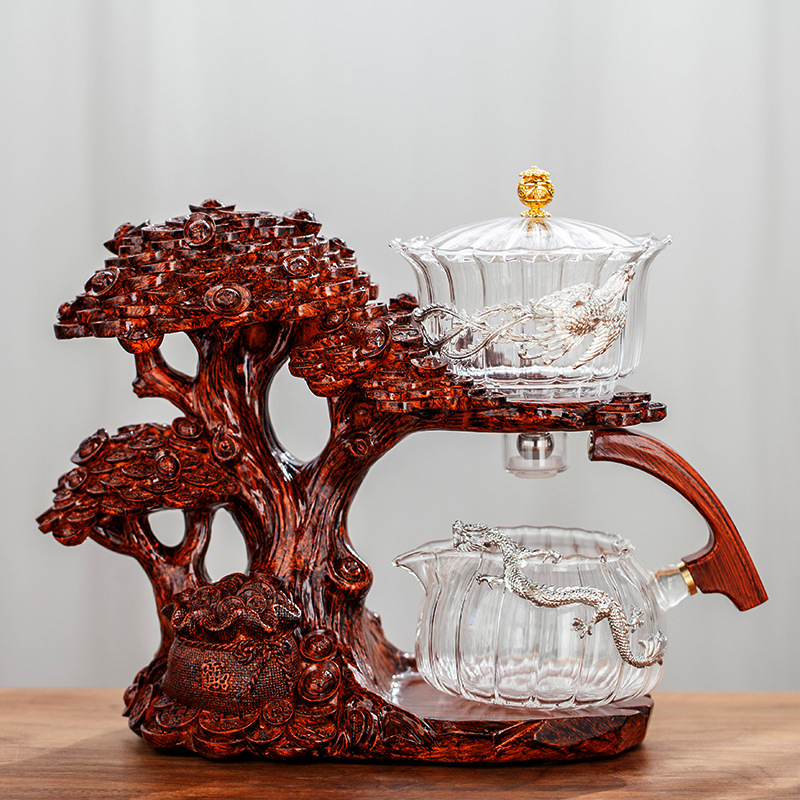 Set de ceai din sticlă Money Tree, semi-automat, infuzor magnetic, design creativ pentru casă și birou, 300 ml