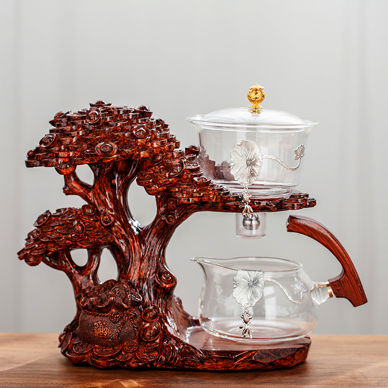 Set de ceai din sticlă Money Tree, semi-automat, infuzor magnetic, design creativ pentru casă și birou, 300 ml
