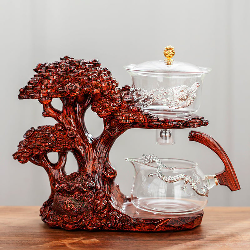Set de ceai din sticlă Money Tree, semi-automat, infuzor magnetic, design creativ pentru casă și birou, 300 ml