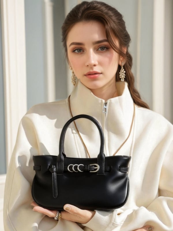Ženska crossbody torbica od prave kože, Kelly stil, velika kapaciteta