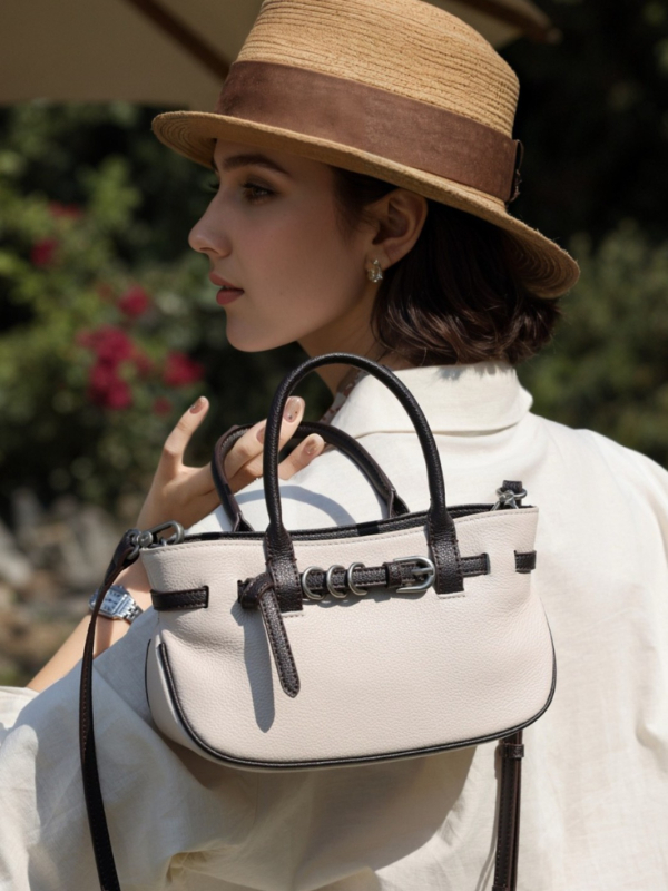 Ženska crossbody torbica od prave kože, Kelly stil, velika kapaciteta