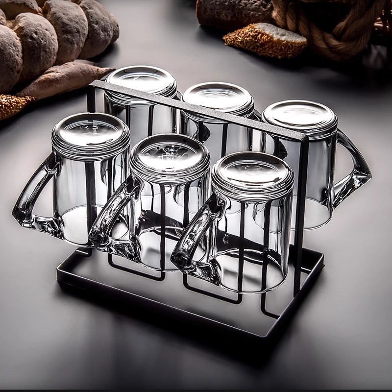 Set de pahare din sticlă, cu capacitate mare, pentru uz casnic în living: rezistent la căldură și la șocuri, design minimalist; include cană pentru apă rece, ceașcă de ceai și pahar de vin.