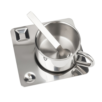 Set de cești de cafea din oțel inoxidabil pentru preparare prin turnare, acasă sau în cafenea, cu linguriță