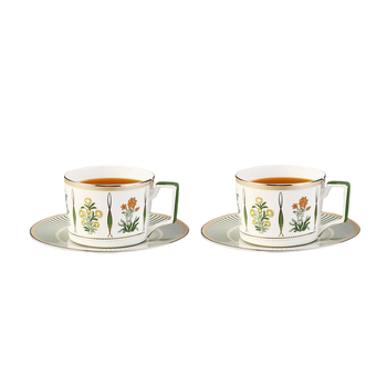 Set cafea cu ceașcă și farfurie, seria Morris Garden, pentru ceai de după-amiază, la birou și acasă, porțelan cu os, stil retro elegant