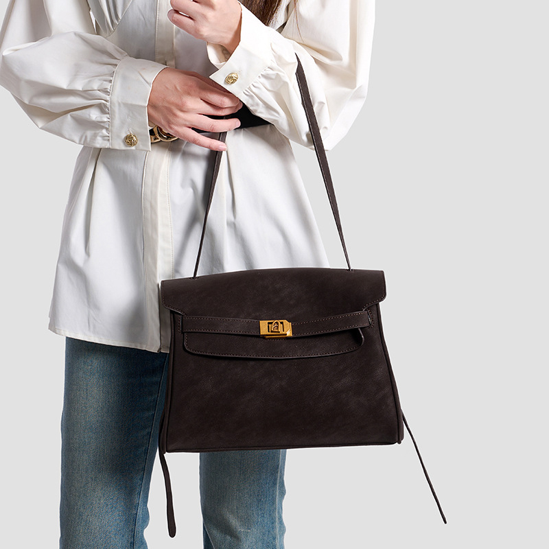 Ženska Kelly torba od nubuk kože, novi model 2025, visokokvalitetna retro svakodnevna tote torba s remenom za ramenu i crossbody remenom