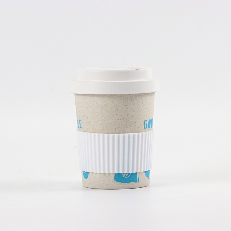Set de cești din fibre de bambus pentru cafea – cană de birou și cană de apă pentru acasă, cană amestecabilă personalizabilă cu model desen animat, design modern minimalist
