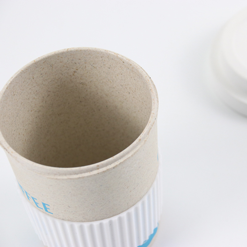 Set de cești din fibre de bambus pentru cafea – cană de birou și cană de apă pentru acasă, cană amestecabilă personalizabilă cu model desen animat, design modern minimalist