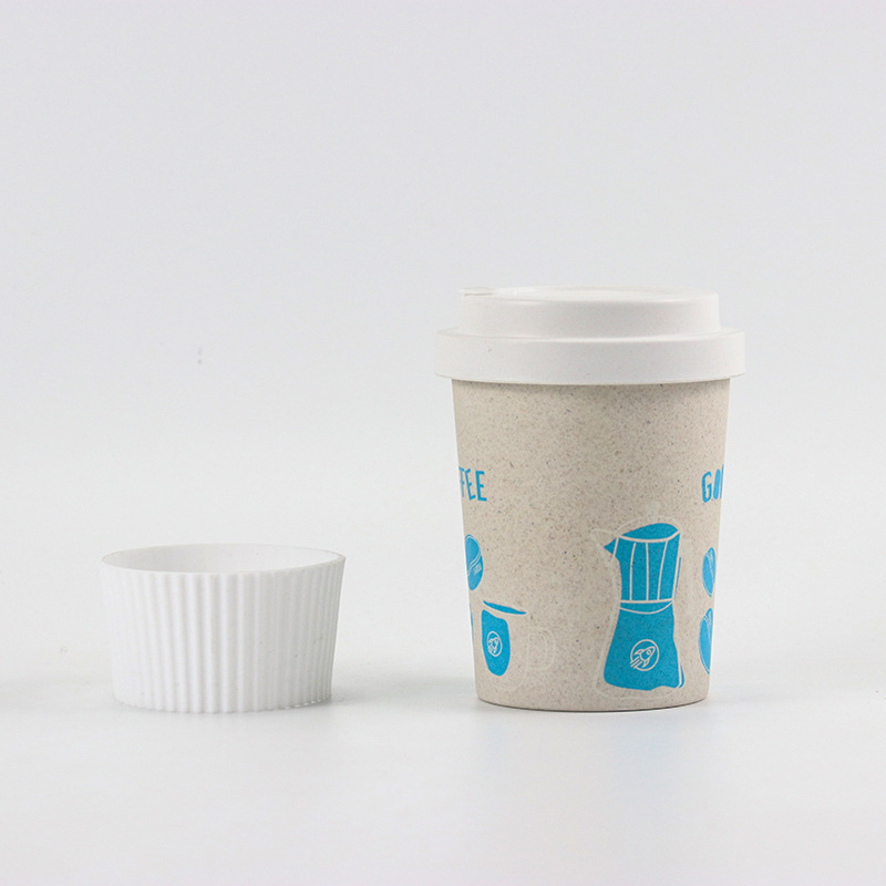 Set de cești din fibre de bambus pentru cafea – cană de birou și cană de apă pentru acasă, cană amestecabilă personalizabilă cu model desen animat, design modern minimalist