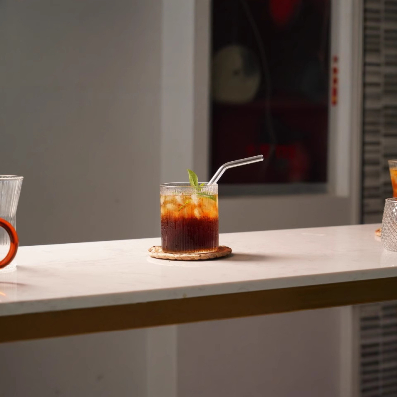 ceașcă de cafea din sticlă rezistentă la temperatură, model vertical, ceașcă pentru ceai cu lapte, set de mic dejun pentru casă, antiderapant
