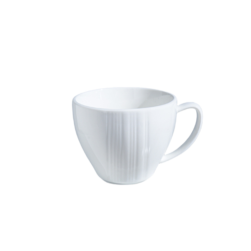 Set cești espresso și farfurioară în stil britanic, ceramică, alb pur, design minimalist european