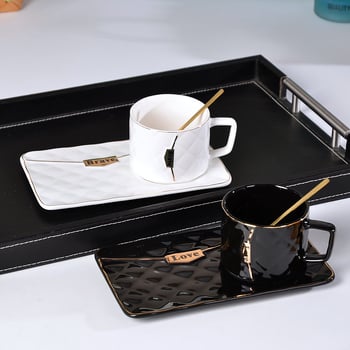 Set de cești de cafea din ceramică Nordic cu linguriță – cupluri, cutie cadou