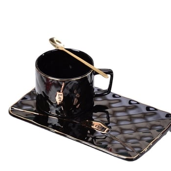 Set de cești de cafea din ceramică Nordic cu linguriță – cupluri, cutie cadou