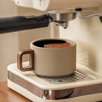 Set de cești de cafea cu farfurie din ceramică, stil retro, design drept, calitate superioară, fabricat manual, protecție împotriva arderii
