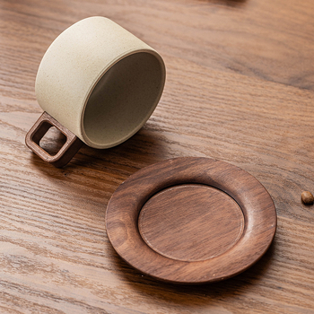 Set de cești de cafea cu farfurie din ceramică, stil retro, design drept, calitate superioară, fabricat manual, protecție împotriva arderii