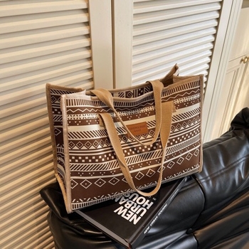 Geometrijska tote torba velikog kapaciteta u retro-etničkom stilu, za posao i svakodnevne obaveze, praktična torba za mamu s dvije ručke