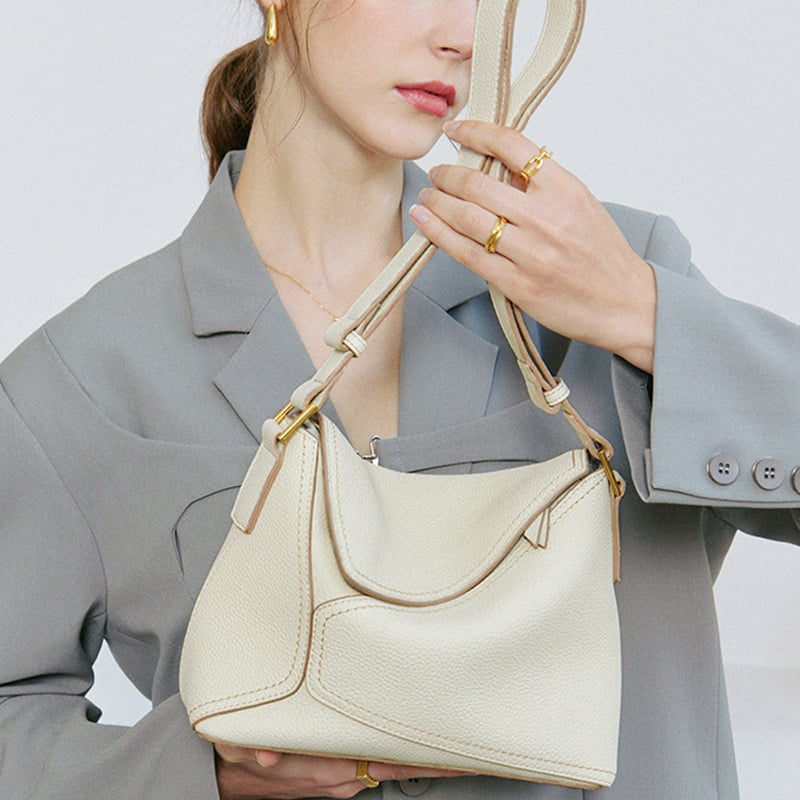 Ženska torbica od prave kože, crossbody, geometrijska tote, zelena