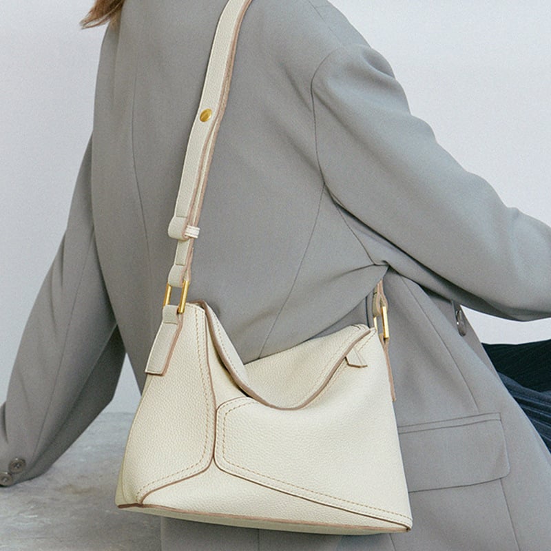 Ženska torbica od prave kože, crossbody, geometrijska tote, zelena