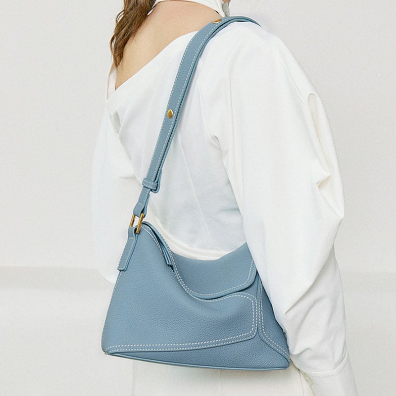 Ženska torbica od prave kože, crossbody, geometrijska tote, zelena