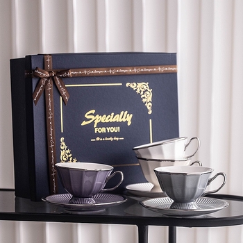 Ceașcă de cafea ceramică cu farfuriu, set cadou în stil european, ceașcă britanică, design rafinat pentru ceaiul de după-amiază