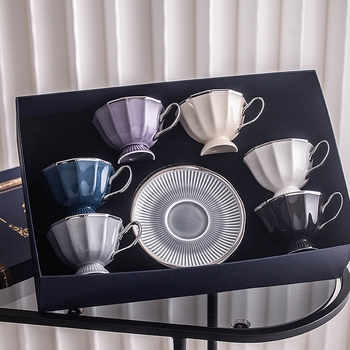 Ceașcă de cafea ceramică cu farfuriu, set cadou în stil european, ceașcă britanică, design rafinat pentru ceaiul de după-amiază