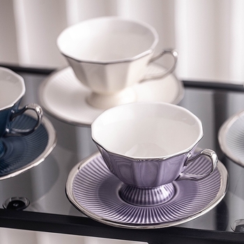 Ceașcă de cafea ceramică cu farfuriu, set cadou în stil european, ceașcă britanică, design rafinat pentru ceaiul de după-amiază