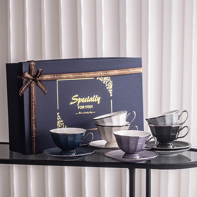 Ceașcă de cafea ceramică cu farfuriu, set cadou în stil european, ceașcă britanică, design rafinat pentru ceaiul de după-amiază