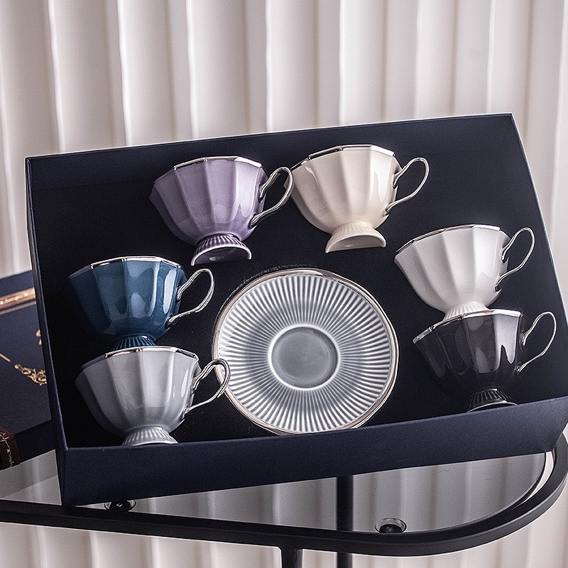 Ceașcă de cafea ceramică cu farfuriu, set cadou în stil european, ceașcă britanică, design rafinat pentru ceaiul de după-amiază
