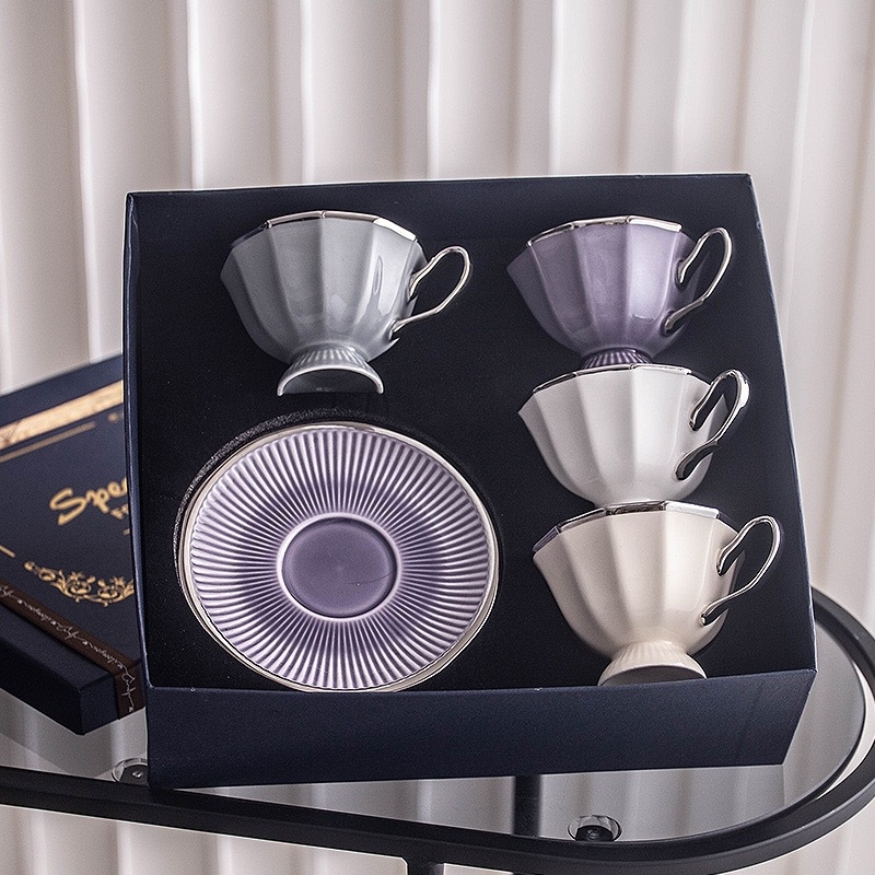 Ceașcă de cafea ceramică cu farfuriu, set cadou în stil european, ceașcă britanică, design rafinat pentru ceaiul de după-amiază