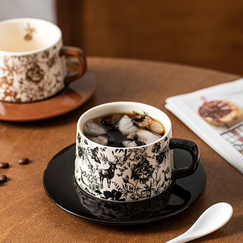 Set de cafea din porțelan retro, estetică elegantă de lux, personalizabil