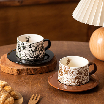 Set de cafea din porțelan retro, estetică elegantă de lux, personalizabil