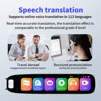 Pix de traducere în limba engleză, 4,25 inci, cu scanare offline Wi‑Fi, dicționar internațional, traducere vocală AI pentru mai multe limbi