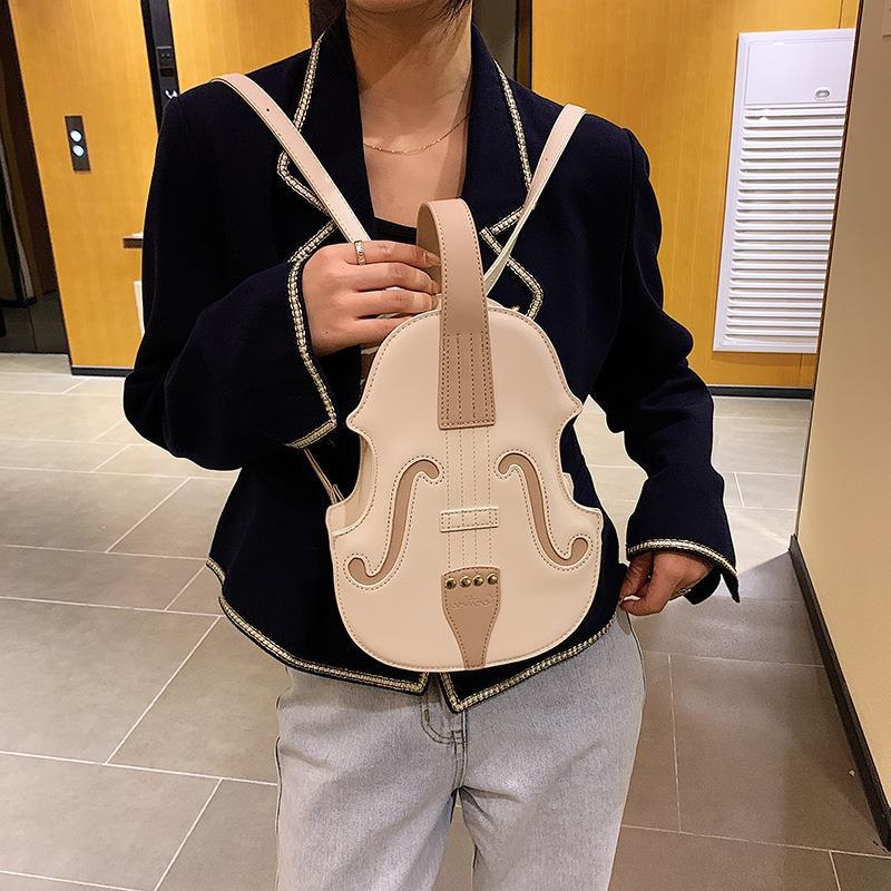 PU ženska torba u obliku violine, crossbody s dvostrukim remenom, retro euro-američki stil