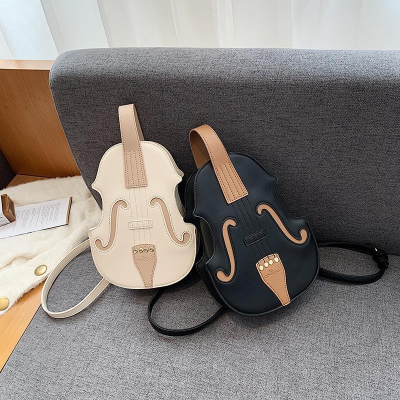 PU ženska torba u obliku violine, crossbody s dvostrukim remenom, retro euro-američki stil