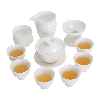 Set de ceai Kung Fu din porțelan Rock Jade, cu gaiwan și cești, pentru birou și casă, cutie cadou