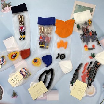 Корейски чорапи Socks Appeal: горска приказка, ретро карикатура, AB версия, асиметрични, стъклени нишки, анти-закачане, дамски чорапи
