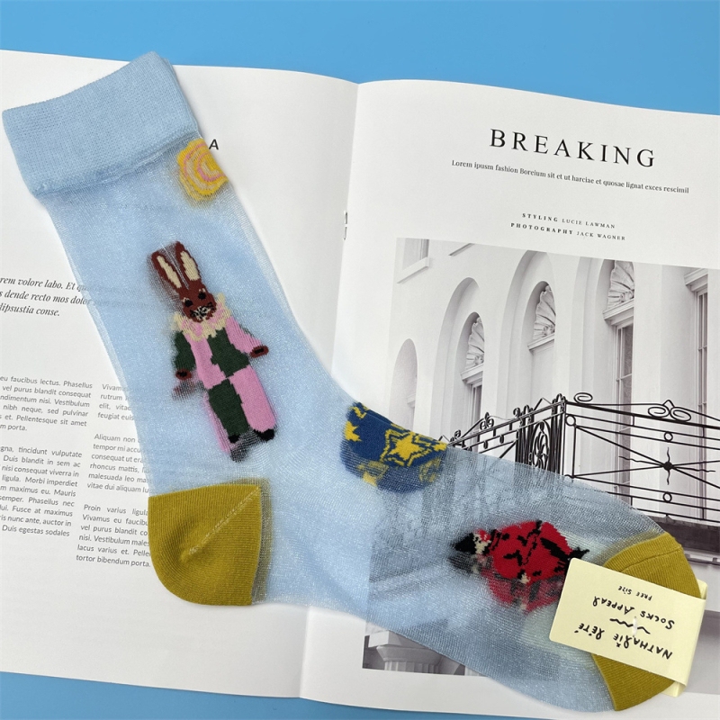 Корейски чорапи Socks Appeal: горска приказка, ретро карикатура, AB версия, асиметрични, стъклени нишки, анти-закачане, дамски чорапи