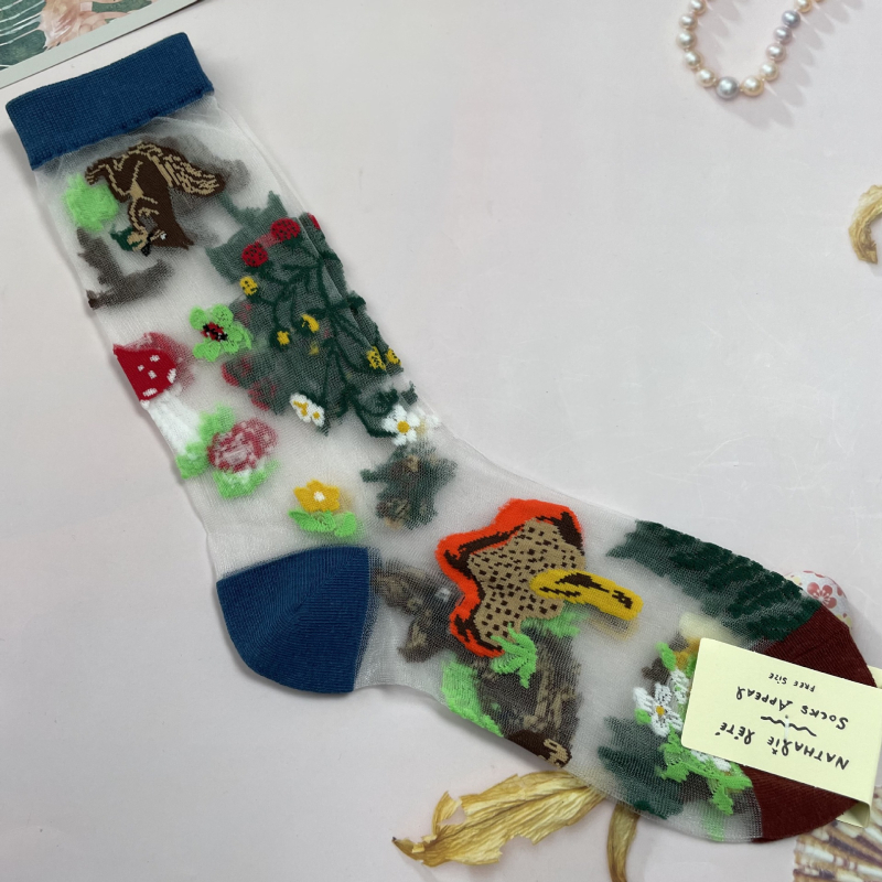Корейски чорапи Socks Appeal: горска приказка, ретро карикатура, AB версия, асиметрични, стъклени нишки, анти-закачане, дамски чорапи
