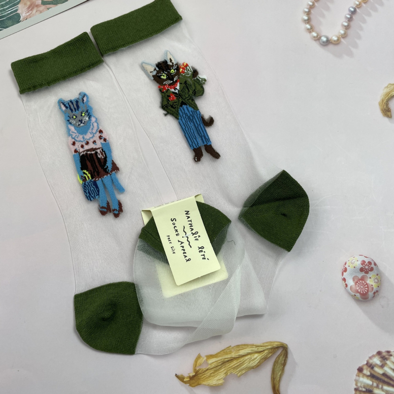 Корейски чорапи Socks Appeal: горска приказка, ретро карикатура, AB версия, асиметрични, стъклени нишки, анти-закачане, дамски чорапи
