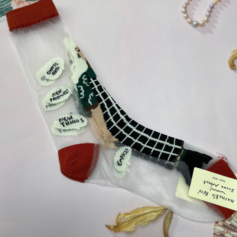 Корейски чорапи Socks Appeal: горска приказка, ретро карикатура, AB версия, асиметрични, стъклени нишки, анти-закачане, дамски чорапи