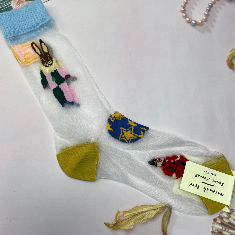 Корейски чорапи Socks Appeal: горска приказка, ретро карикатура, AB версия, асиметрични, стъклени нишки, анти-закачане, дамски чорапи