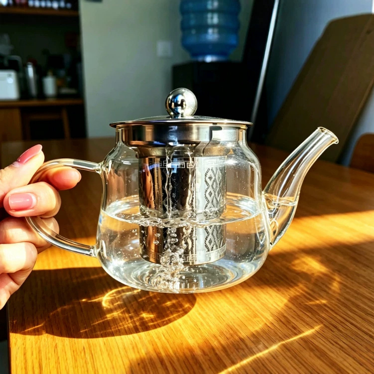 Set de ceainic din sticlă pentru uz casnic – ceainic transparent din sticlă borosilicat