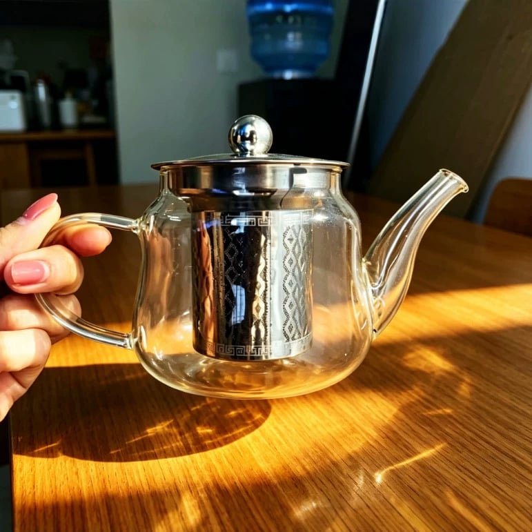 Set de ceainic din sticlă pentru uz casnic – ceainic transparent din sticlă borosilicat