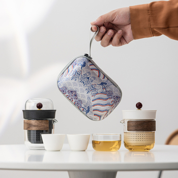 Set portabil de ceai ceramic pentru ceremonii chinezești, pentru călătorii și activități în aer liber