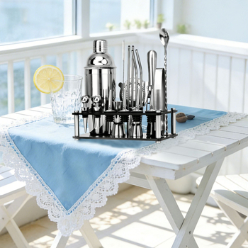 Set de shaker pentru cocktail din oțel inoxidabil cu bază acrilică și accesorii pentru whiskey