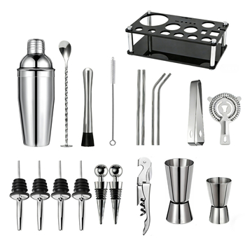 Set de shaker pentru cocktail din oțel inoxidabil cu bază acrilică și accesorii pentru whiskey