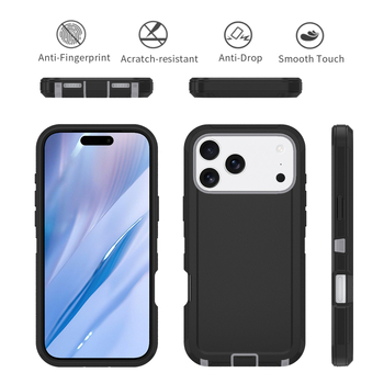 За iPhone 17 Pro Max двуслоен калъф от PC и TPU, едноцветен, удароустойчив
