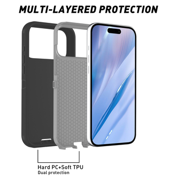 За iPhone 17 Pro Max двуслоен калъф от PC и TPU, едноцветен, удароустойчив